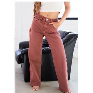 KanCan Women's Terracotta Wide Leg High Rise Jean